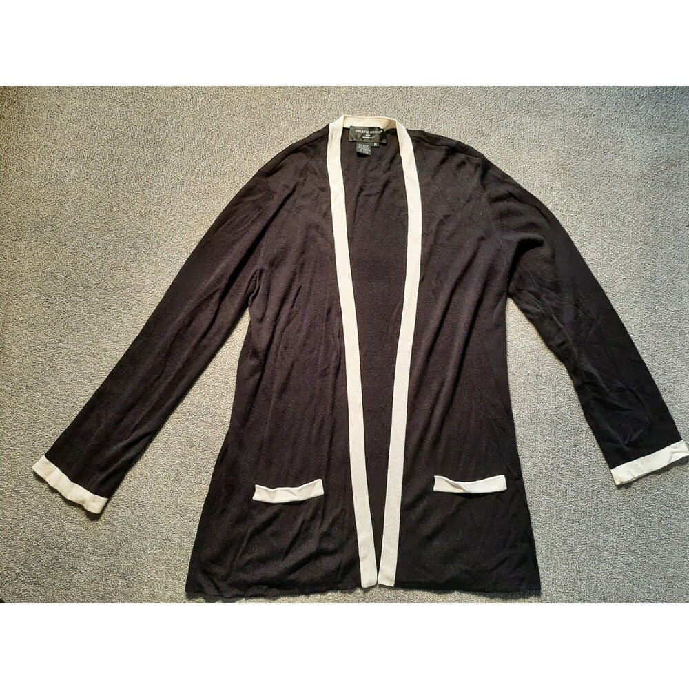 Collette Mordo open front long sleeve black white womens M medium sadimara